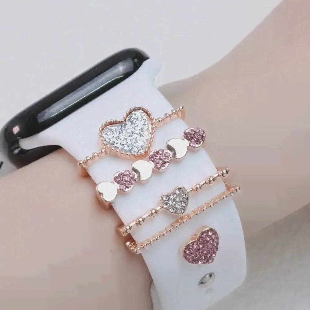 Новые Подвески в форме сердца, украшение для браслета Apple Diamond, украшение для браслета iwatch, силиконовый ремешок, ювелирные аксессуары (art.: 3920c6b5403ac)-3
