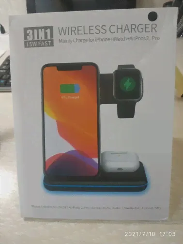 🛍 Беспроводная зарядная док-станция 15 Вт Qi для Apple Watch iWatch 7 AirPods Pro 2 для iPhone 13 12 XS XR X 8 Z5A-4