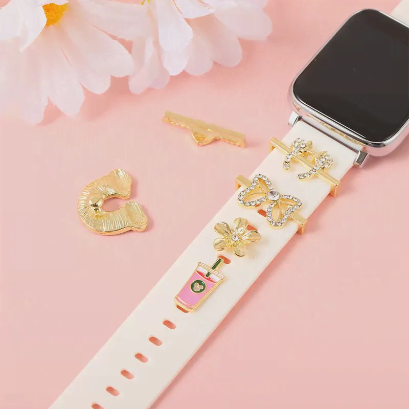 1 шт. ремешок для часов, шармы для Apple, декоративный гвоздь для Iwatch, спортивный ремешок, цветы, бант, милый животный Шарм-браслет, ювелирные изд... (art.: 3920bccee1078)-3