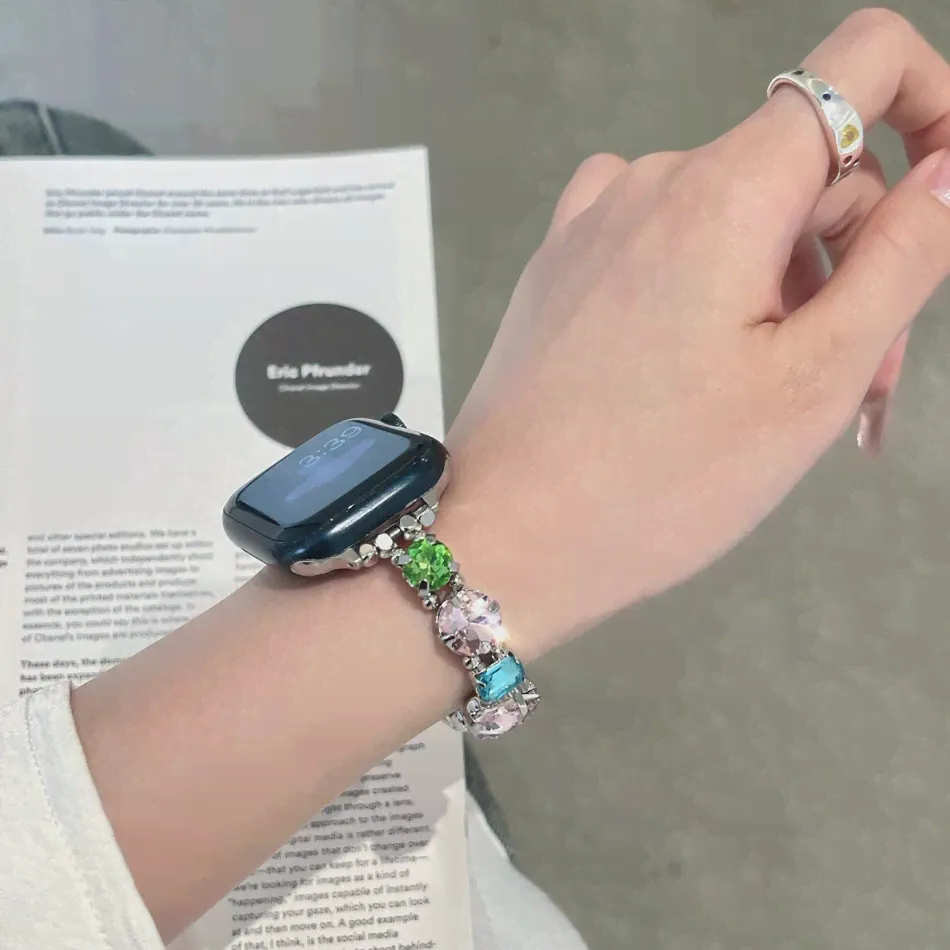 Стеклянная основа для Apple Watch Series 9 8 7 6 5 SE 4 3 38 мм 40 мм 41 мм 42 мм 44 мм 45 мм, ремешок для iWatch UItra 2 49 мм браслеты (art.: 3920c65387ceb)-3