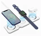 Беспроводное зарядное устройство 3в1 MagSafe для iPhone+iWatch+AirPods / Быстрая зарядка Qi 15W / Магнитная портативная раскладушка / Белая