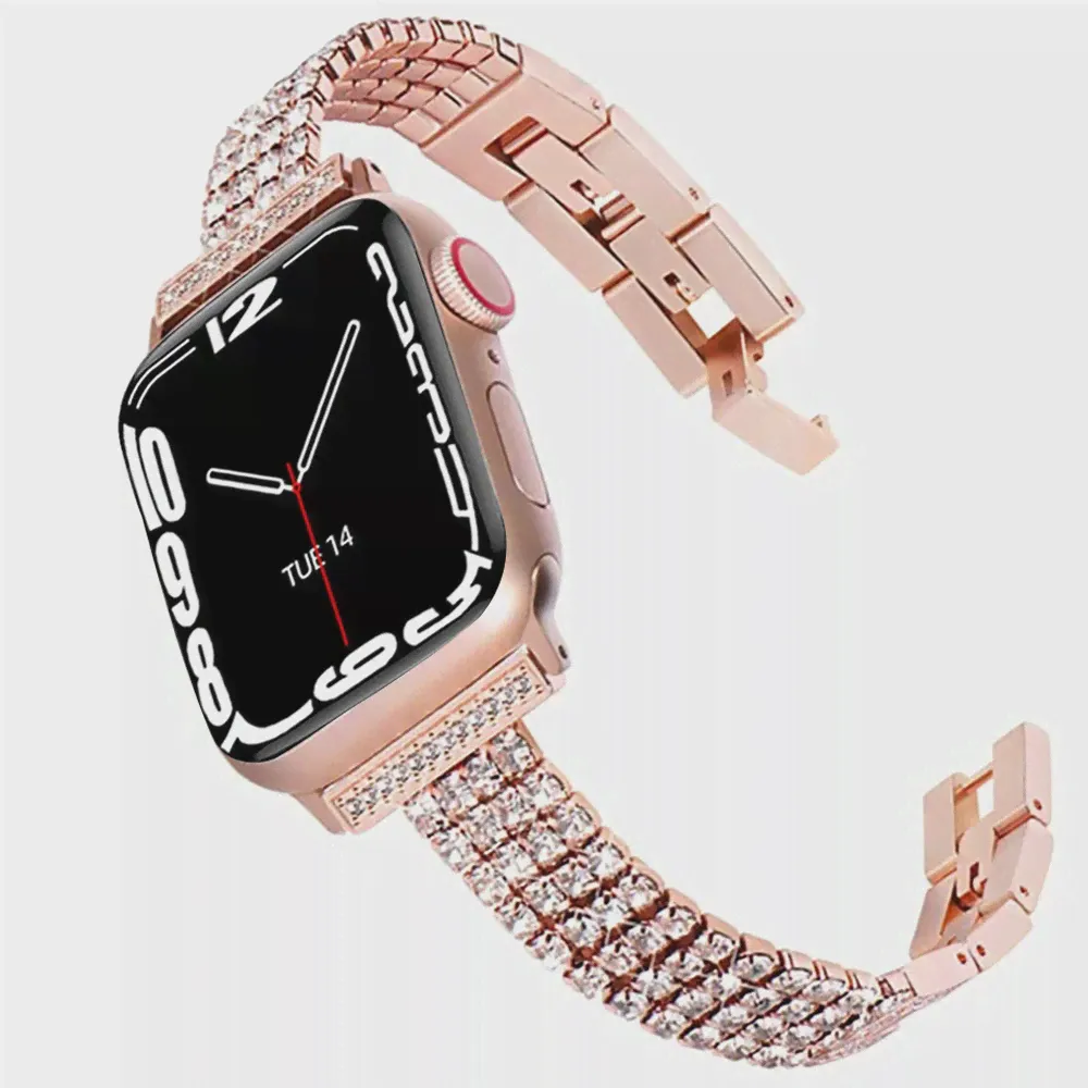 Роскошный металлический ремешок для Apple Watch Band Ultra 49 мм 4145 мм 4440 мм, женский браслет с бриллиантами для iWatch series 8 7 6 SE, браслет (art.: 3920c1eade881)-4